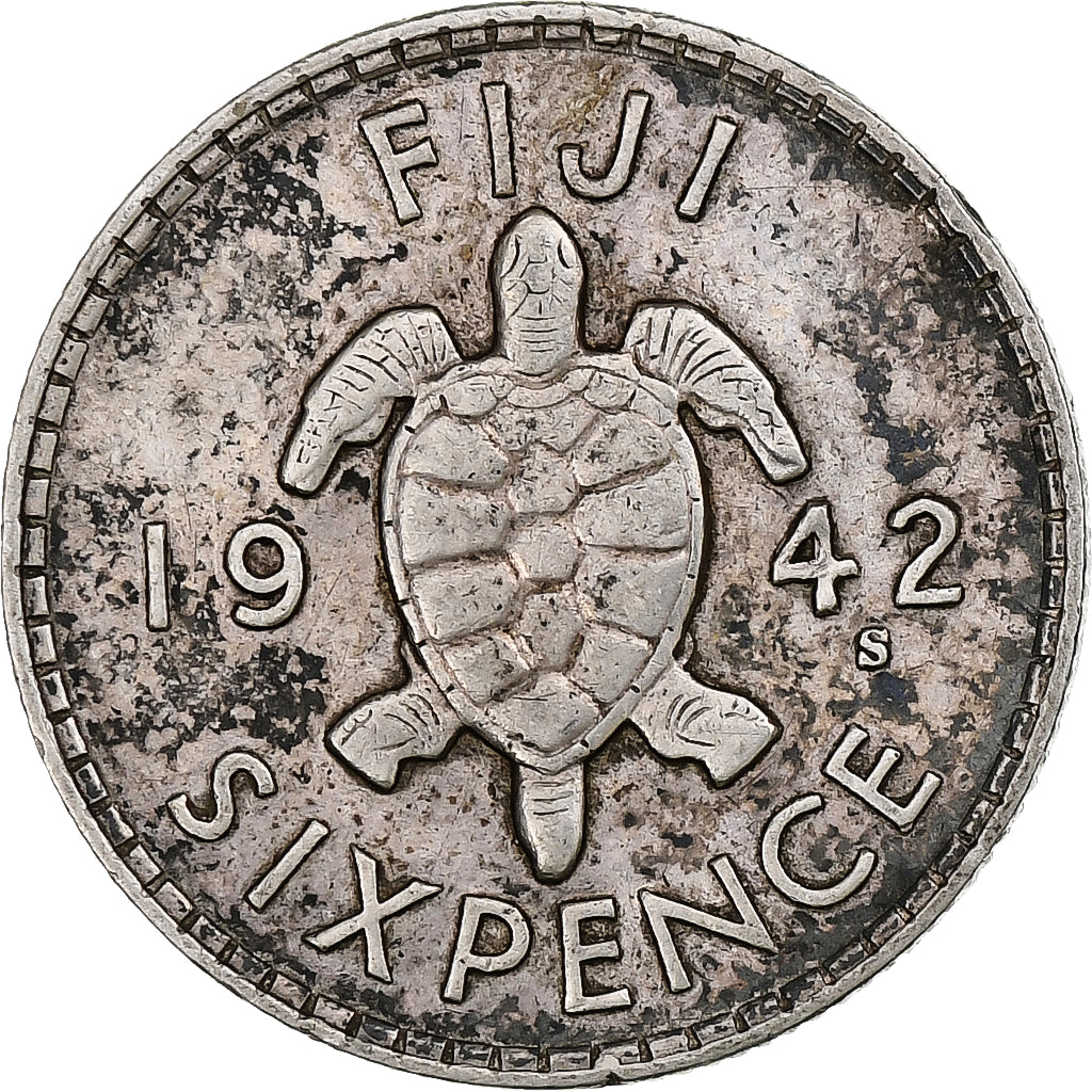 Fiji, George VI, 6 Pence, 1942, San Francisco, Silver, EF(40-45), KM:11a