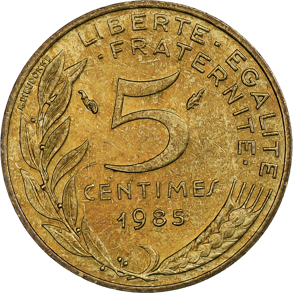 Francia, 5 Centimes, Marianne, 1985, Pessac, Alluminio-bronzo, BB, Gadoury:175
