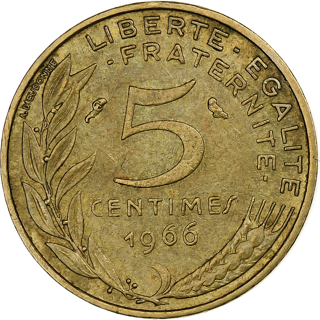 Francia, 5 Centimes, Marianne, 1966, Paris, Alluminio-bronzo, BB, Gadoury:175