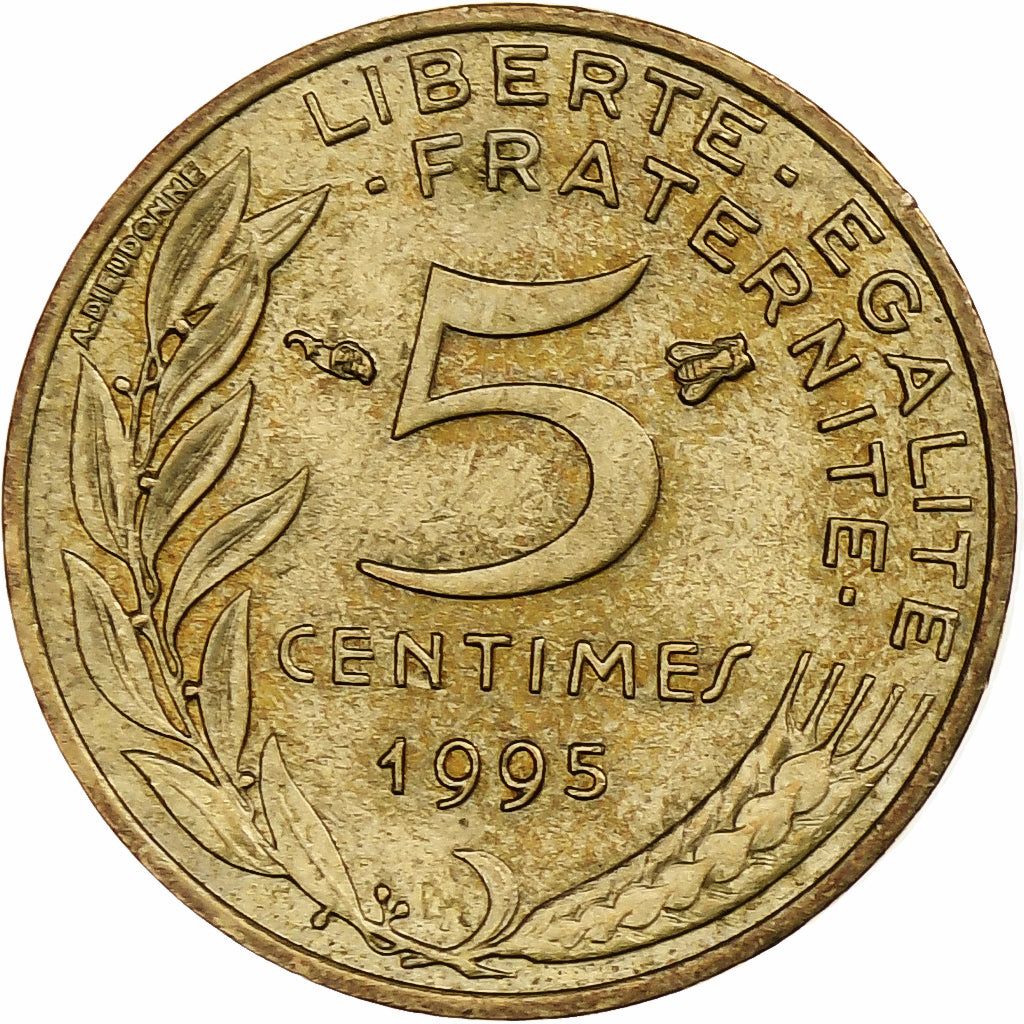 Frankreich, 5 Centimes, Marianne, 1995, Pessac, Aluminum-Bronze, SS+