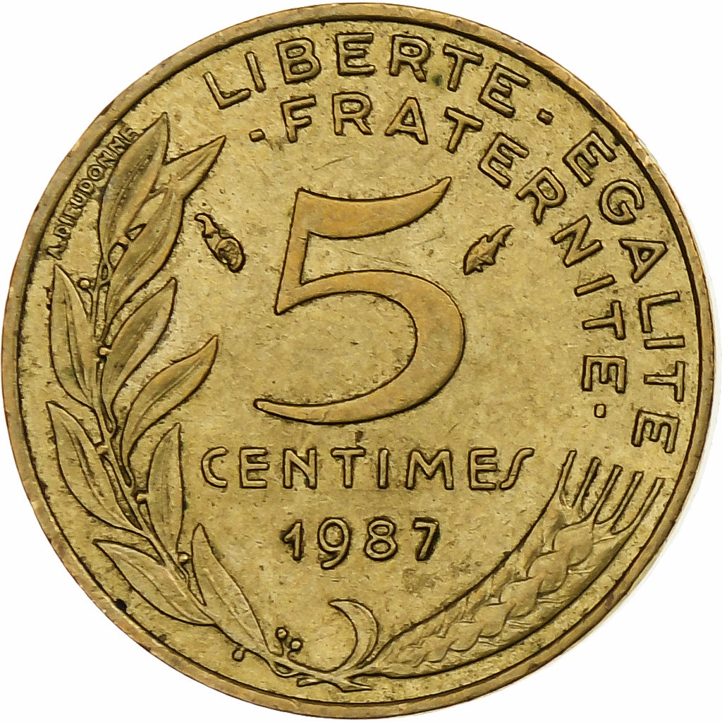 Francia, 5 Centimes, Marianne, 1987, Pessac, Alluminio-bronzo, BB, Gadoury:175