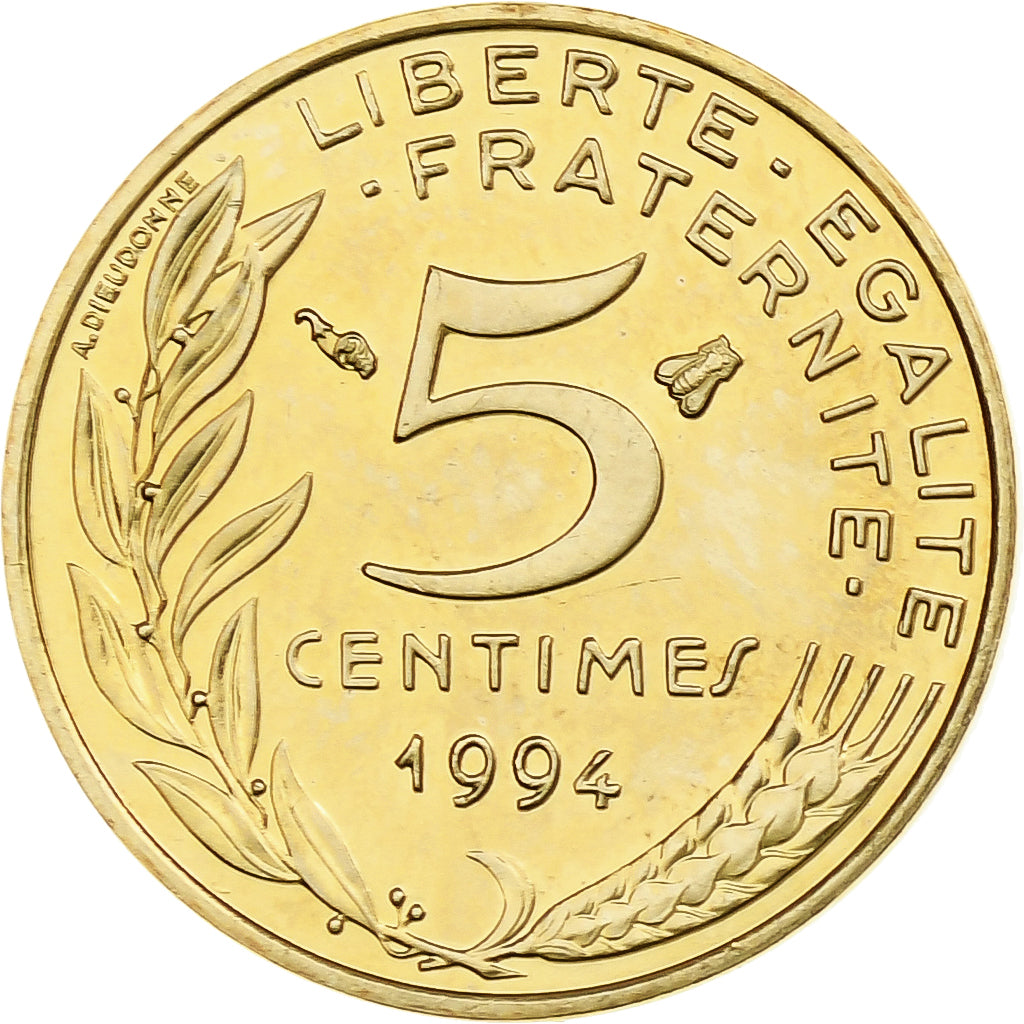 Francia, 5 Centimes, Marianne, 1994, Pessac, BU, Alluminio-bronzo, SPL
