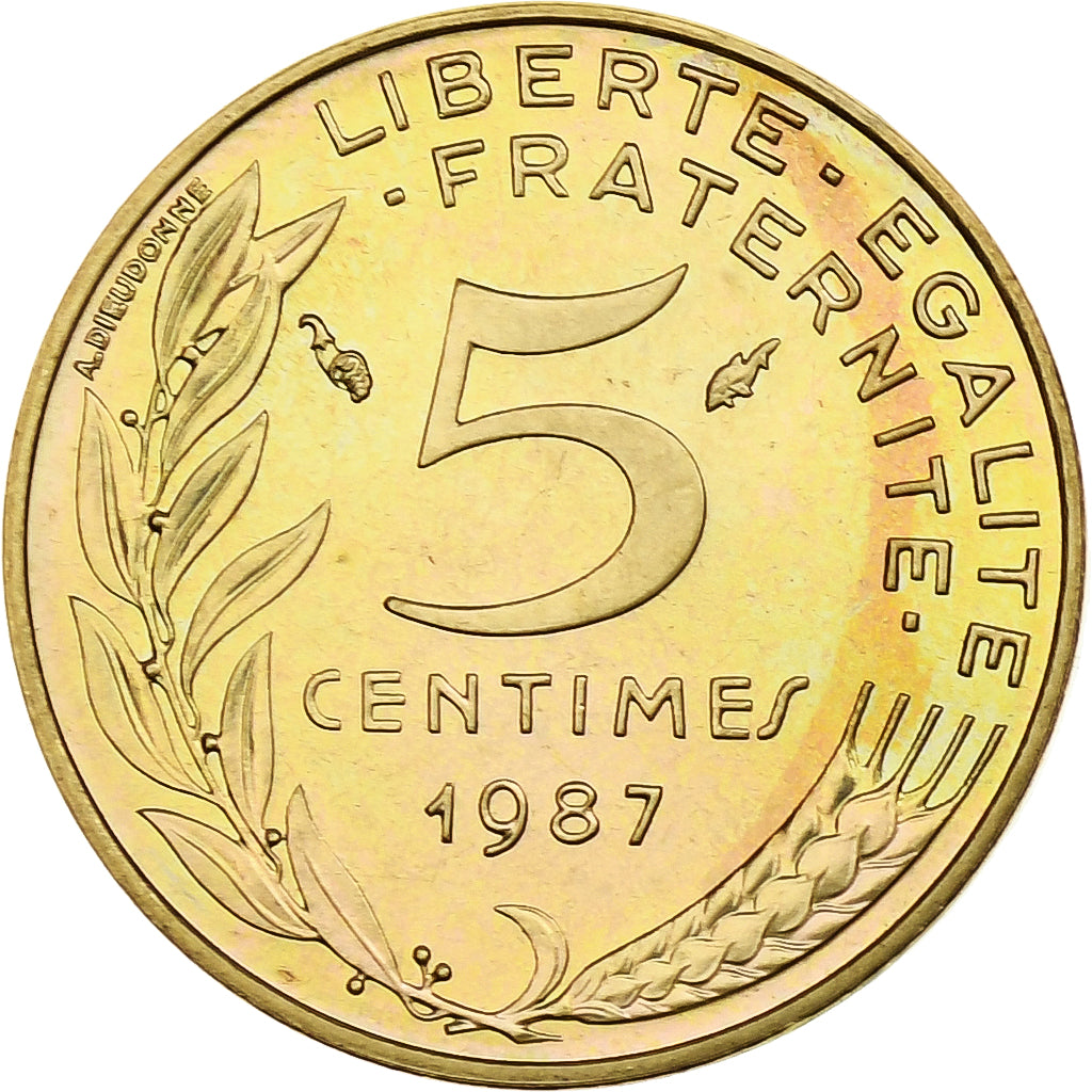 Francia, 5 Centimes, Marianne, 1987, Pessac, BU, Alluminio-bronzo, SPL