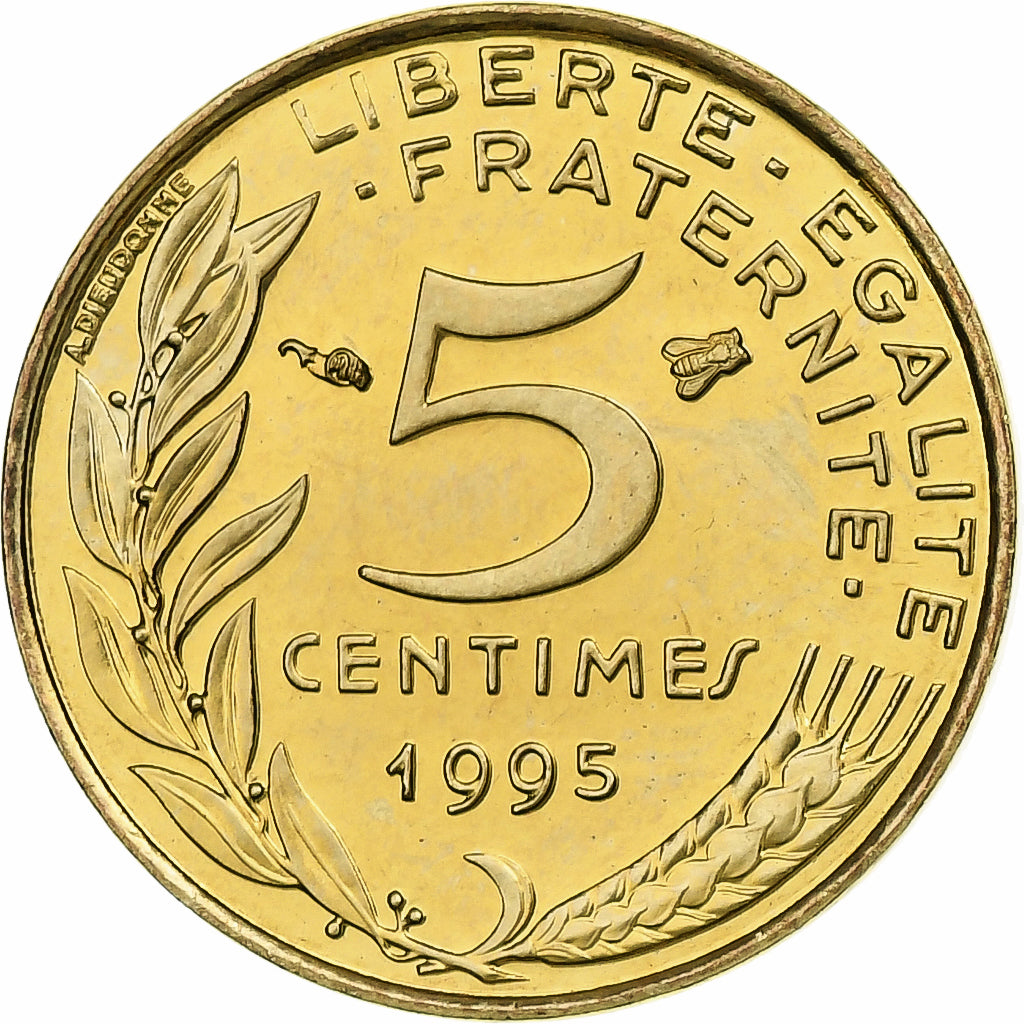 Francia, 5 Centimes, Marianne, 1995, Pessac, BU, Alluminio-bronzo, SPL