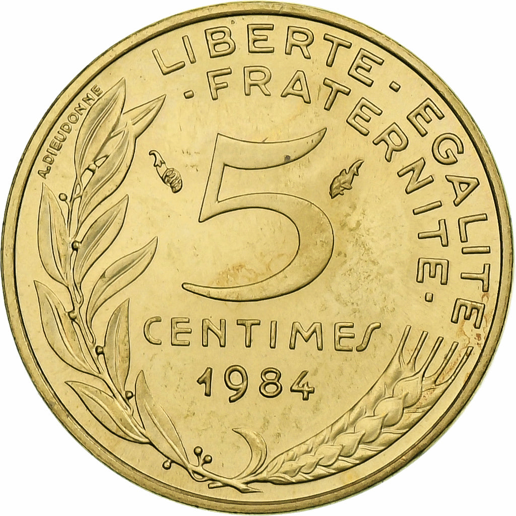 Francia, 5 Centimes, Marianne, 1984, Pessac, Alluminio-bronzo, SPL-