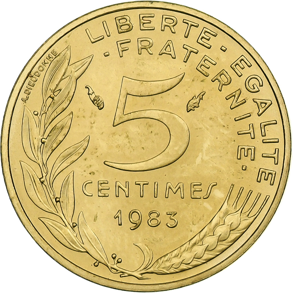 Frankreich, 5 Centimes, Marianne, 1983, Pessac, Aluminum-Bronze, VZ