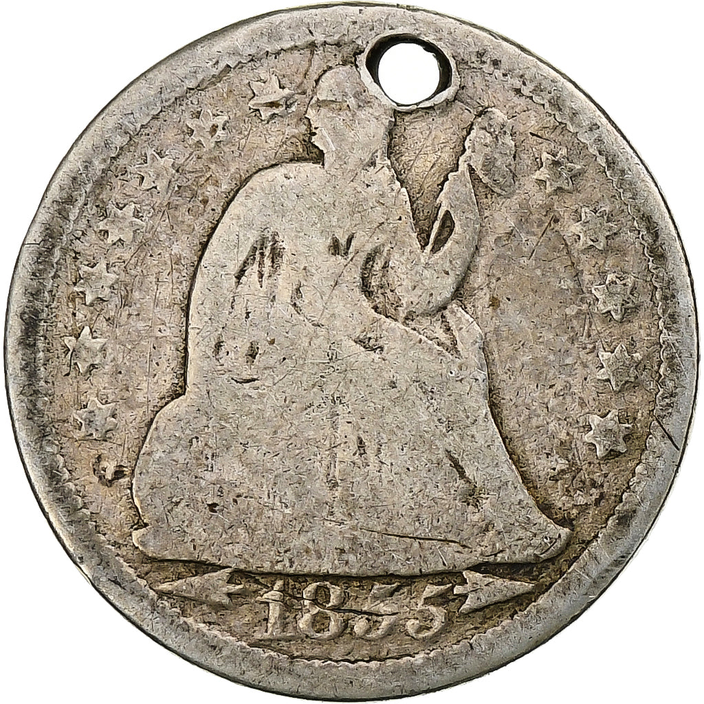 United States, Love Token, Seated Liberty, 1855, Silver, Collection Térisse