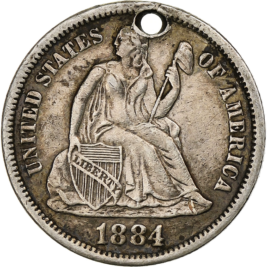 Verenigde Staten, Love Token, Seated Liberty, 1884, Zilver, Collection Térisse