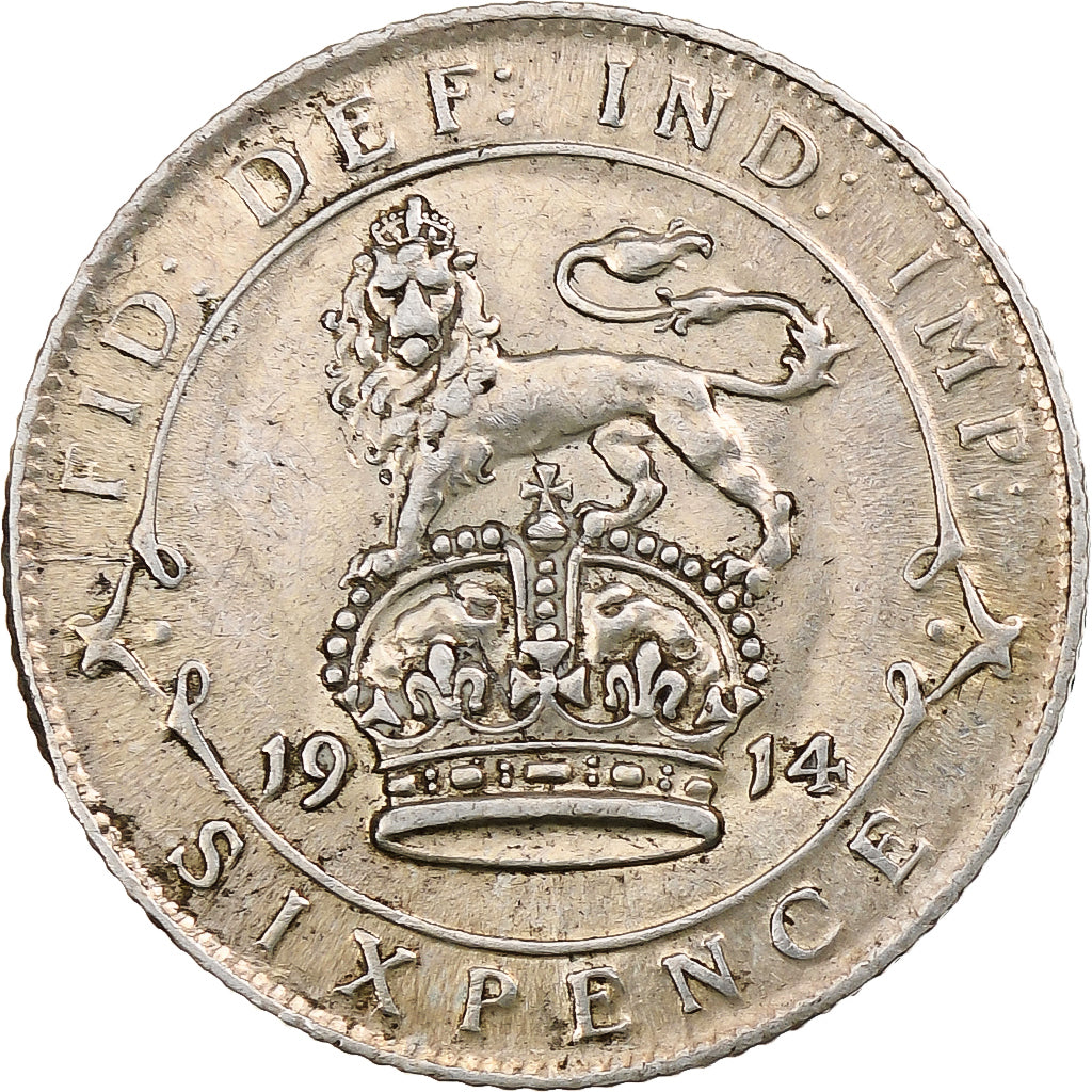 United Kingdom, George V, 6 Pence, 1914, London, Silver, AU(50-53), KM:815