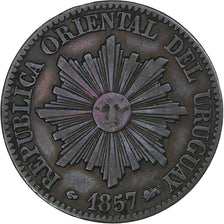 Uruguay, 5 Centesimos, 1857, Lyon, Copper, EF(40-45), KM:8