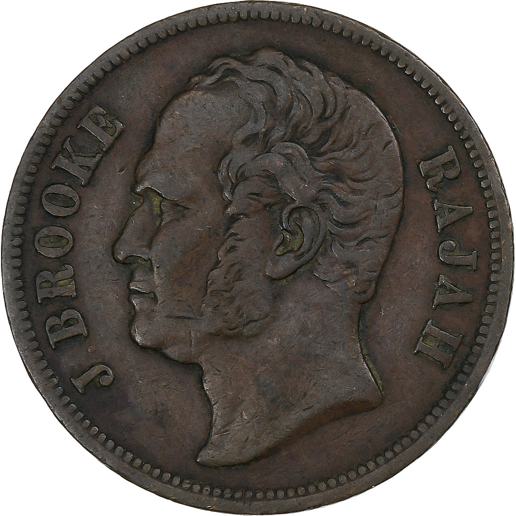 Sarawak, James Brooke, Cent, 1863, Heaton, Copper, EF(40-45), KM:3