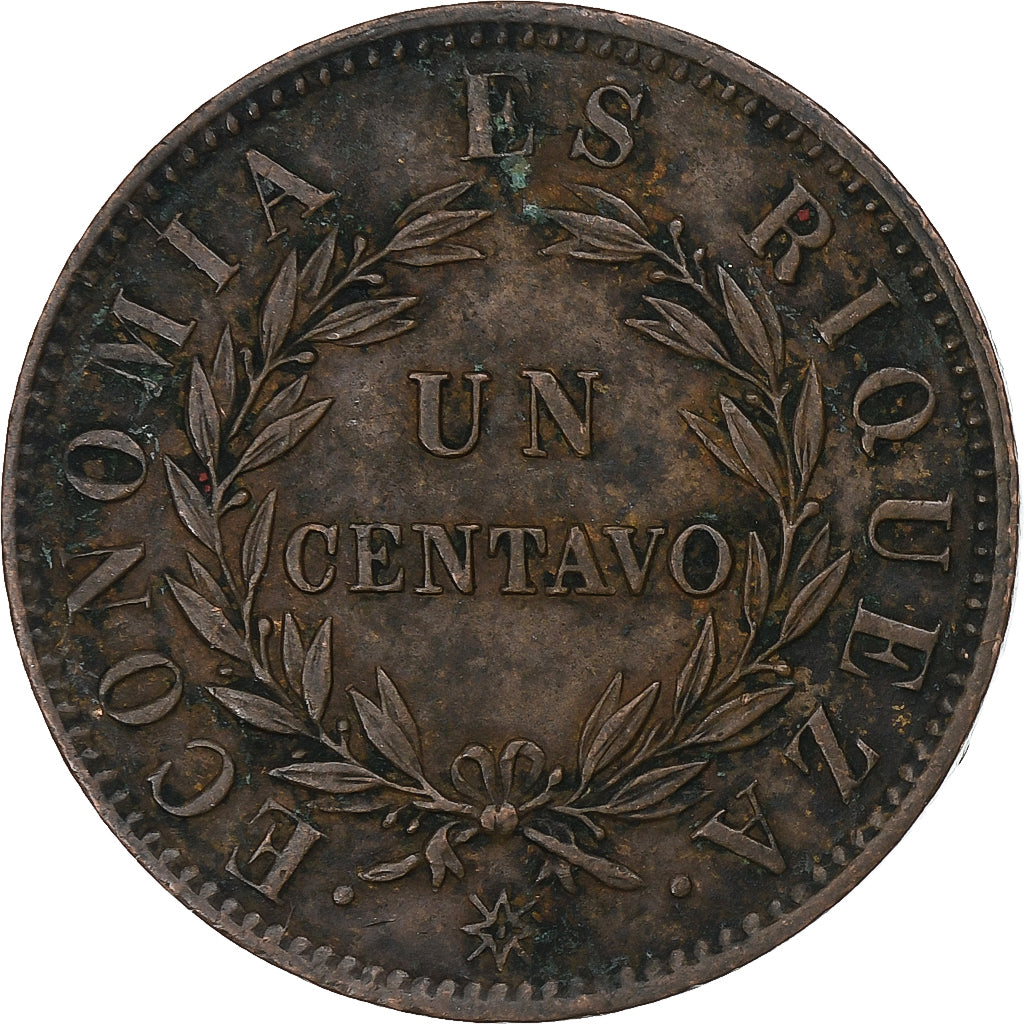 Chile, Centavo, 1853, Copper, EF(40-45), KM:127