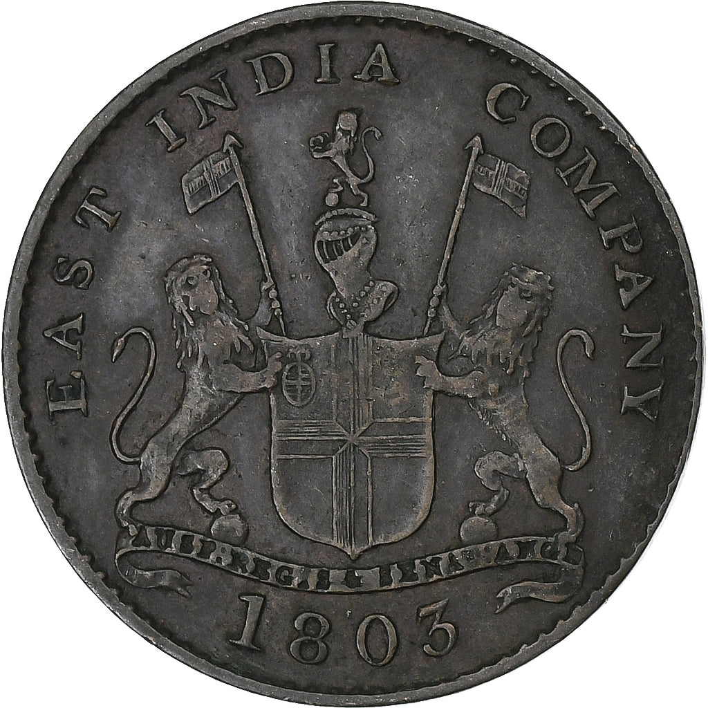 India-British, Madras Presidency, 5 Cash, 1803, Soho, Copper, EF(40-45), KM:316