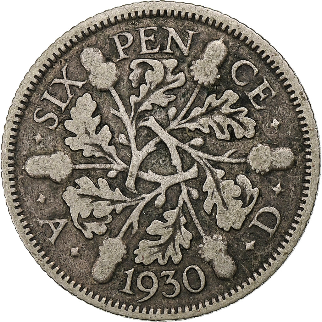 United Kingdom, George V, 6 Pence, 1930, London, Silber, S+, KM:832
