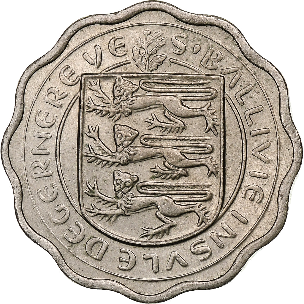 Guernesey, Elizabeth II, 3 Pence, 1959, London, Cobre-níquel, AU(50-53), KM:18