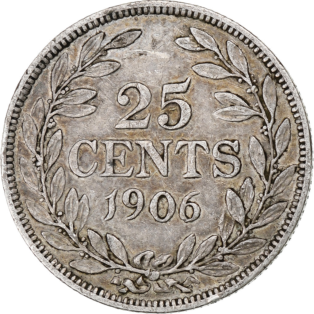Liberia, 25 Cents, 1906, Heaton, Silver, VF(20-25), KM:8