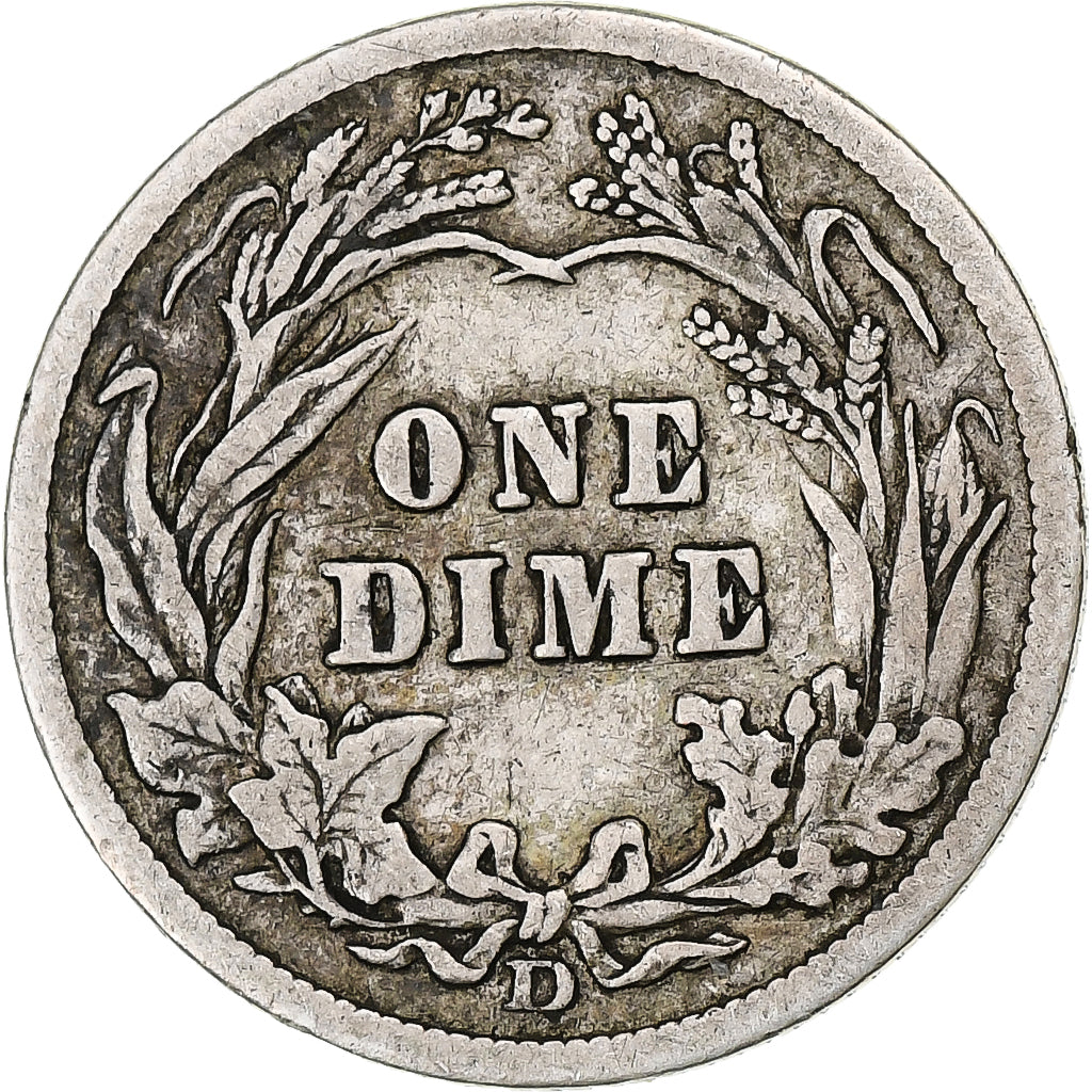 United States, Dime, Barber, 1908, Denver, Silver, VF(30-35), KM:113