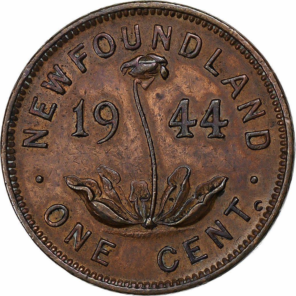 Newfoundland, George VI, Cent, 1944, Ottawa, Bronze, AU(50-53), KM:18