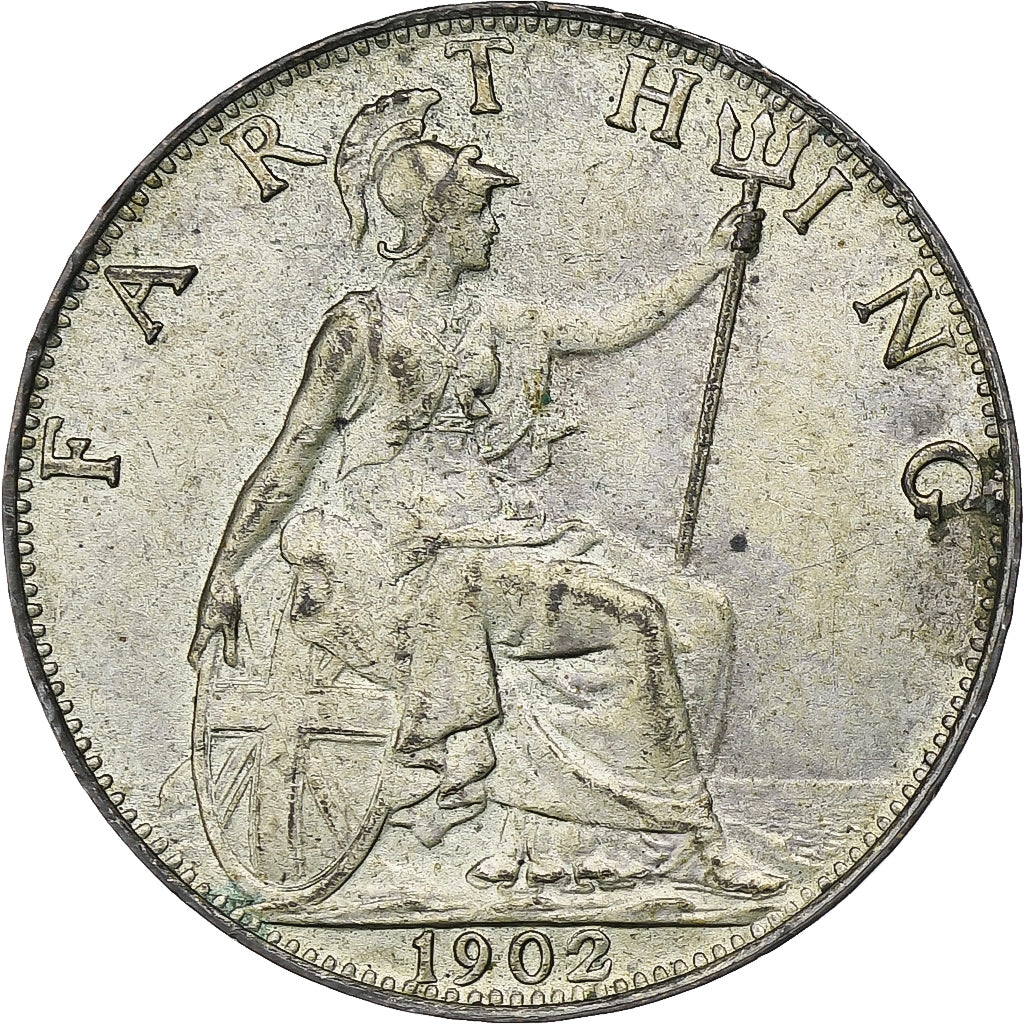 United Kingdom, Edward VII, Farthing, 1902, London, Silver Plated Bronze