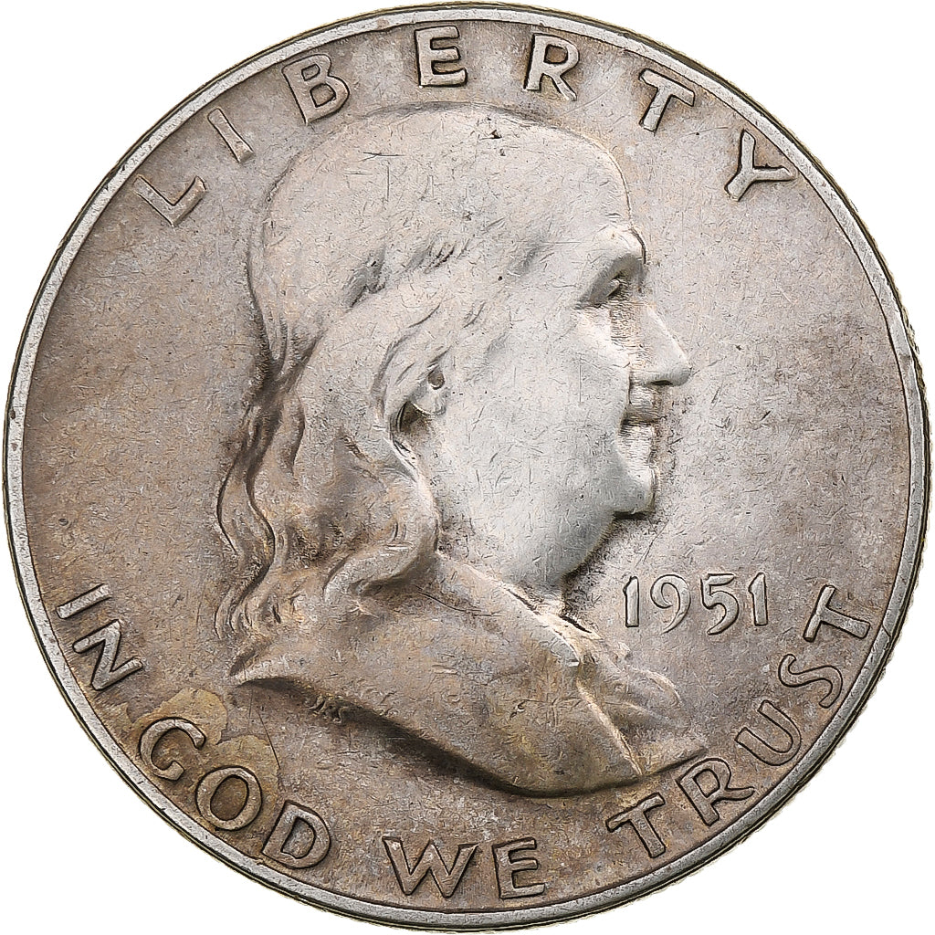 United States, Half Dollar, Franklin, 1951, San Francisco, Silver, VF(30-35)