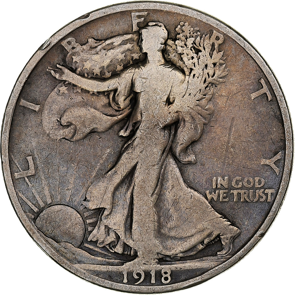 United States, Half Dollar, Walking Liberty, 1918, San Francisco, Silver