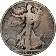 United States, Half Dollar, Walking Liberty, 1918, San Francisco, Silver