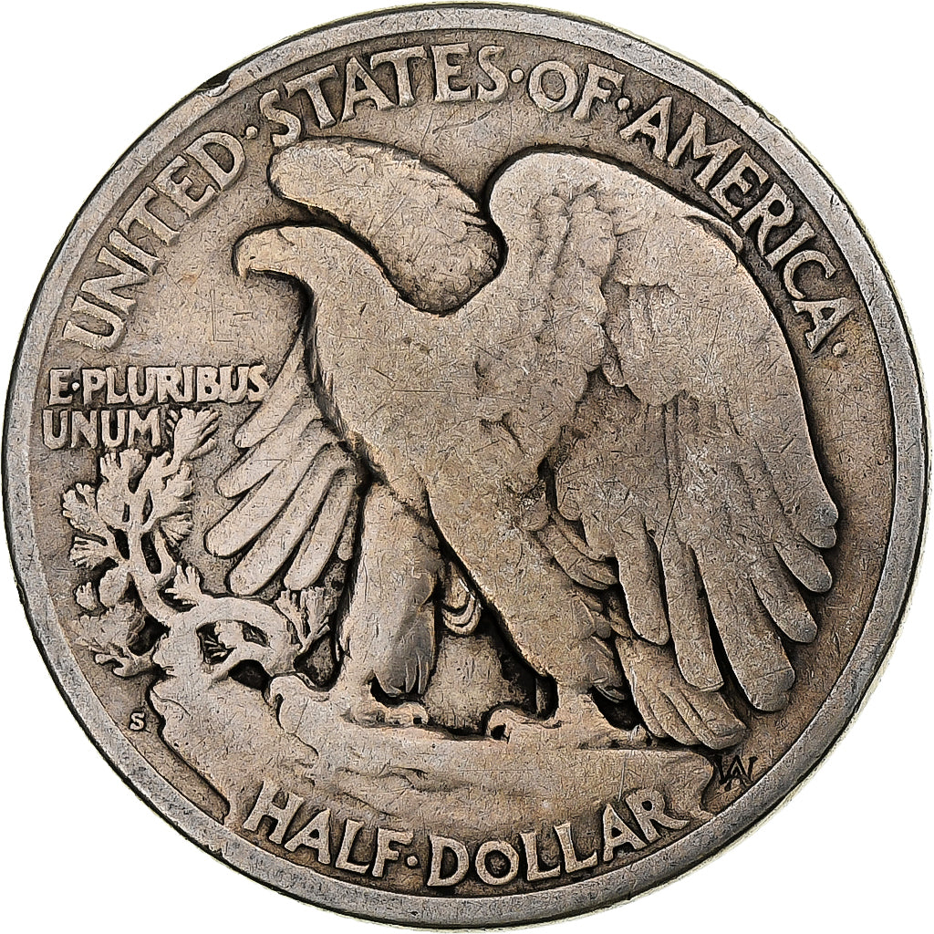 United States, Half Dollar, Walking Liberty, 1918, San Francisco, Silver