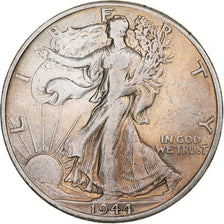 États-Unis, Half Dollar, Walking Liberty, 1944, Denver, Argent, TB+, KM:142