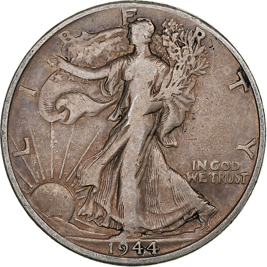 Stati Uniti, Half Dollar, Walking Liberty, 1944, Denver, Argento, MB+, KM:142
