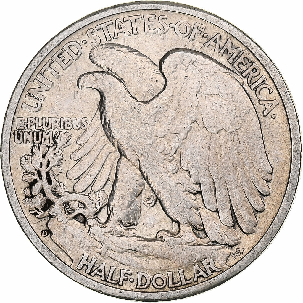 Stati Uniti, Half Dollar, Walking Liberty, 1944, Denver, Argento, MB+, KM:142