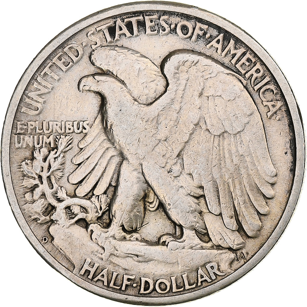 United States, Half Dollar, Walking Liberty, 1945, Denver, Silver, VF(30-35)