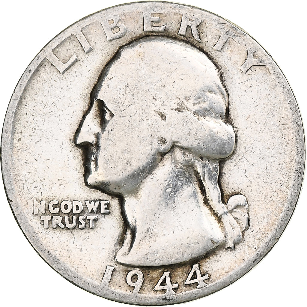United States, Quarter, Washington, 1944, Denver, Silver, VF(20-25), KM:164