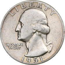 United States, Quarter, Washington, 1951, Denver, Silver, VF(30-35), KM:164