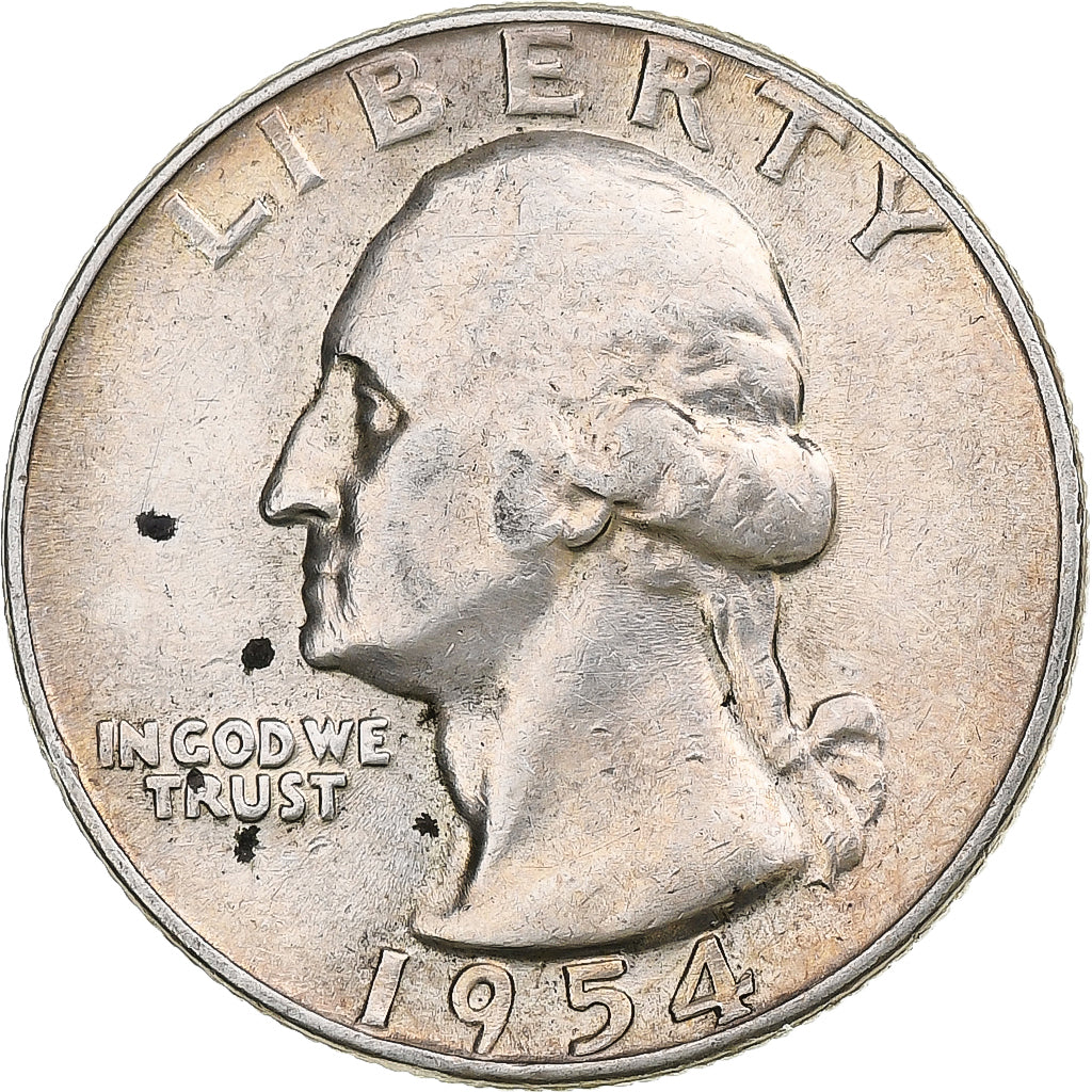 Estados Unidos, Quarter, Washington, 1954, Philadelphia, Plata, MBC, KM:164