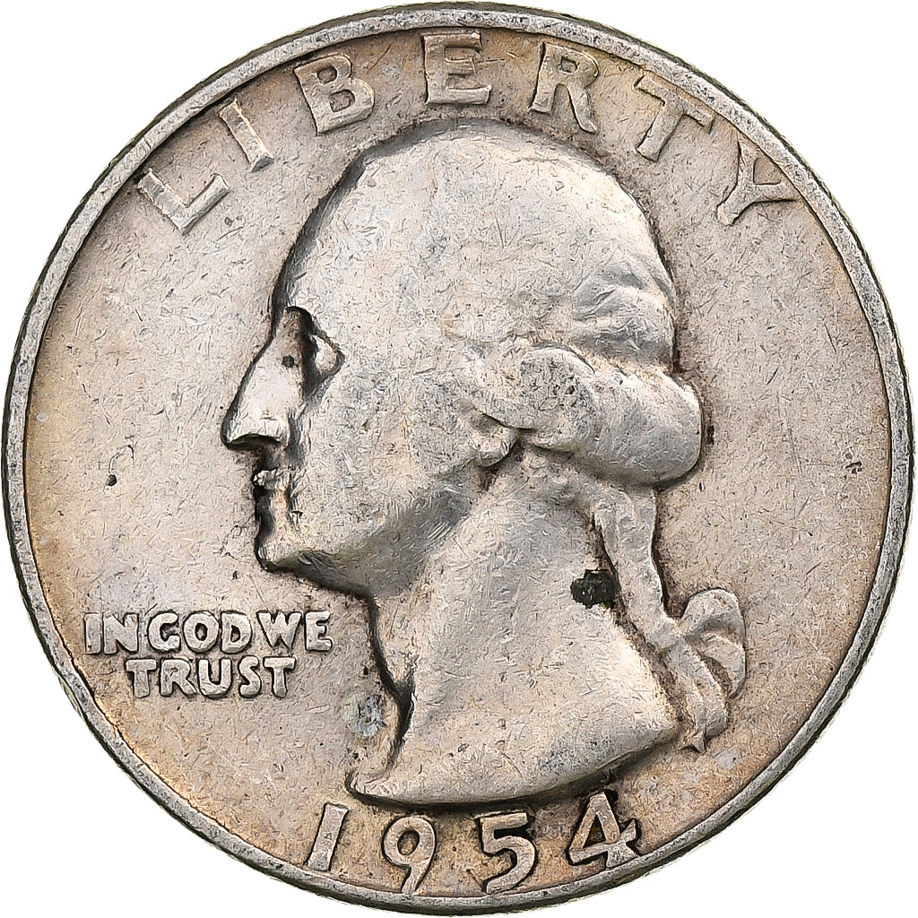 Estados Unidos da América, Quarter, Washington, 1954, Denver, Prata, EF(40-45)