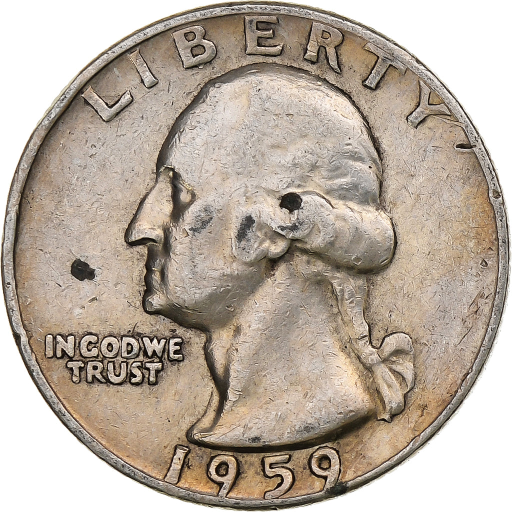 Estados Unidos, Quarter, Washington, 1959, Denver, Plata, MBC, KM:164