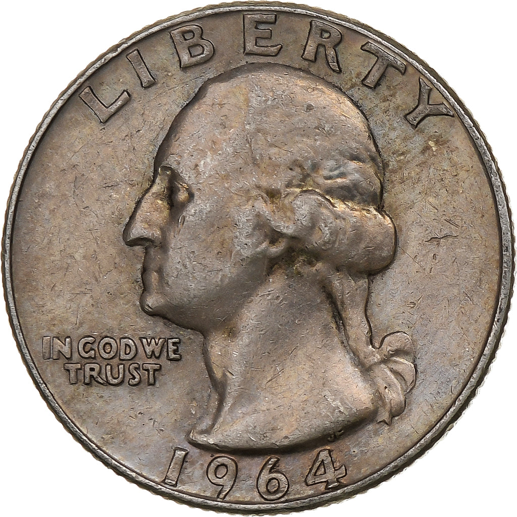Stati Uniti, Quarter, Washington, 1964, Denver, Argento, MB+, KM:164