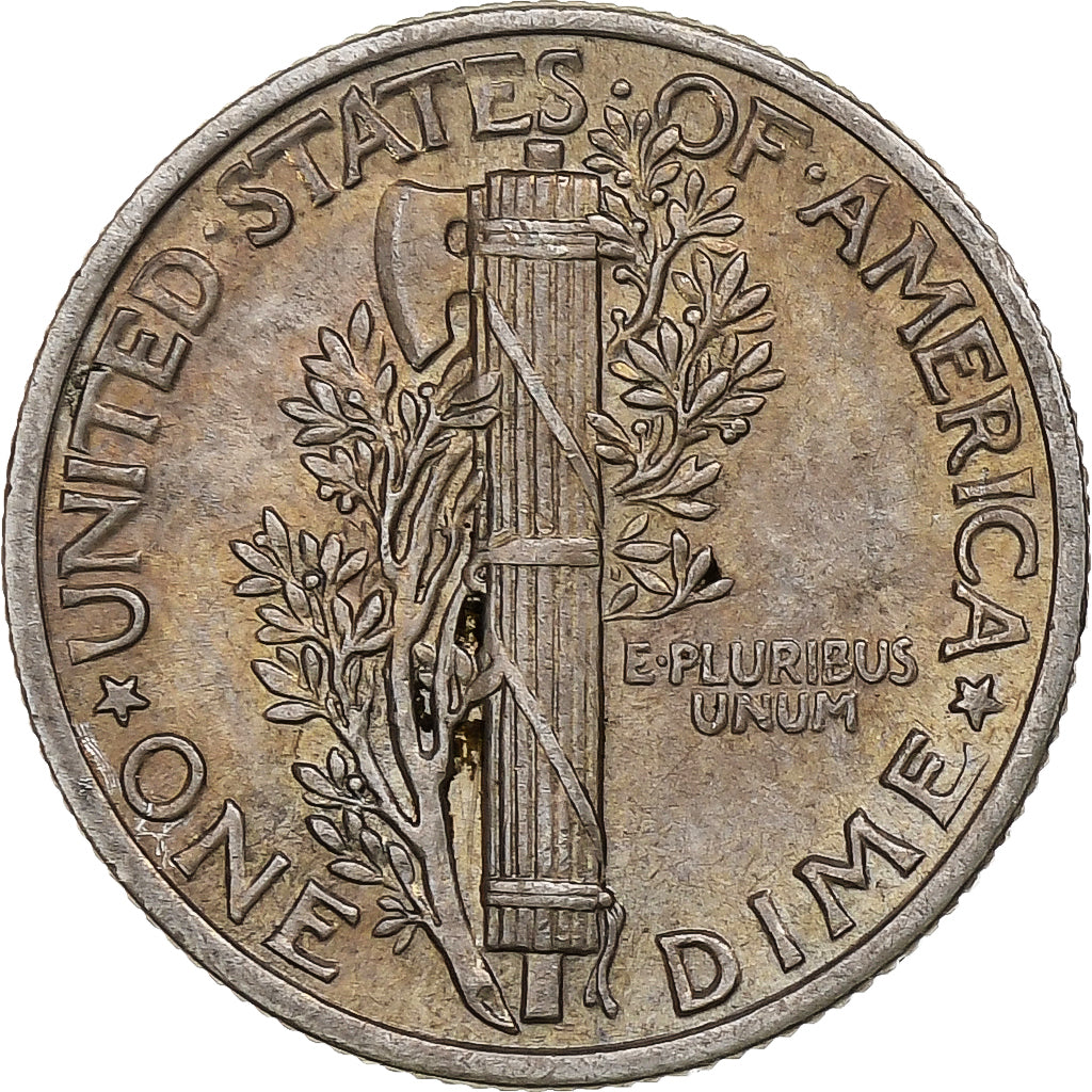 États-Unis, Dime, Mercury, 1942, Philadelphie, Argent, TTB, KM:140