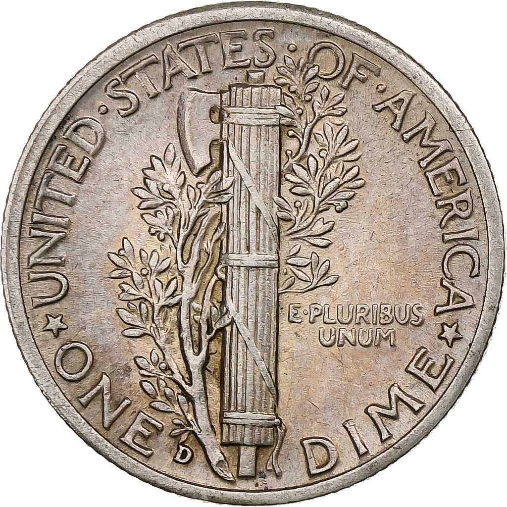 Estados Unidos da América, Dime, Mercury, 1942, Denver, Prata, EF(40-45)