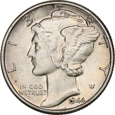 États-Unis, Dime, Mercury, 1944, Philadelphie, Argent, TTB+, KM:140