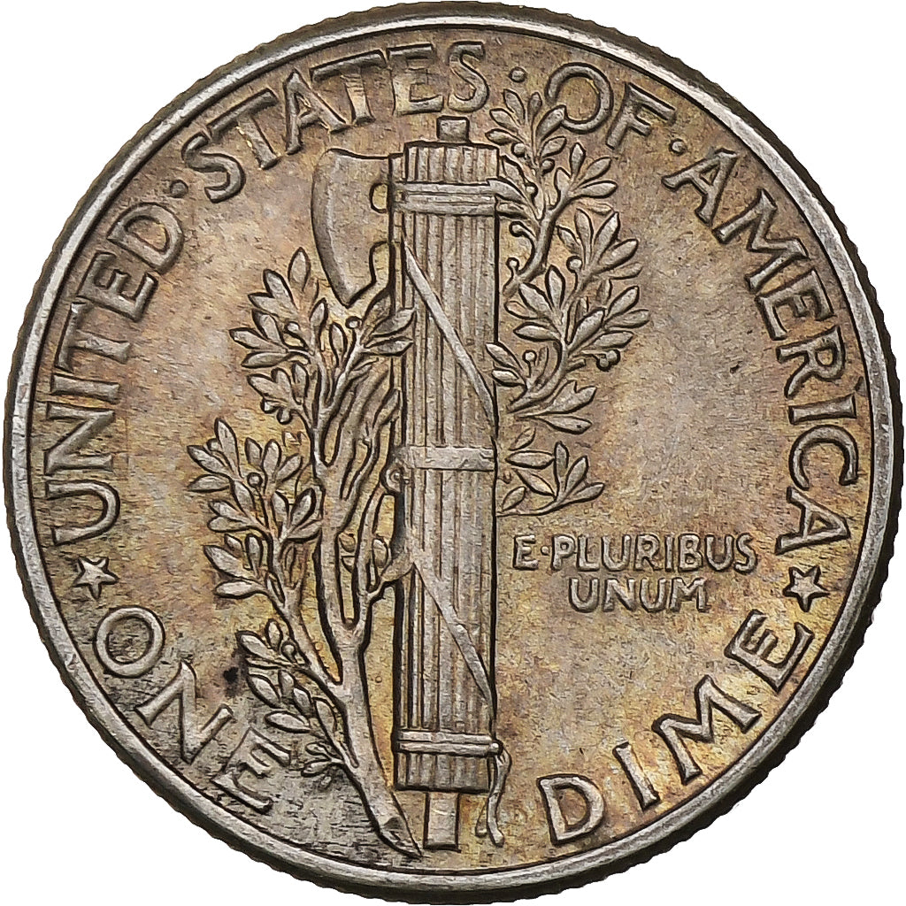 États-Unis, Dime, Mercury, 1944, Philadelphie, Argent, TTB+, KM:140