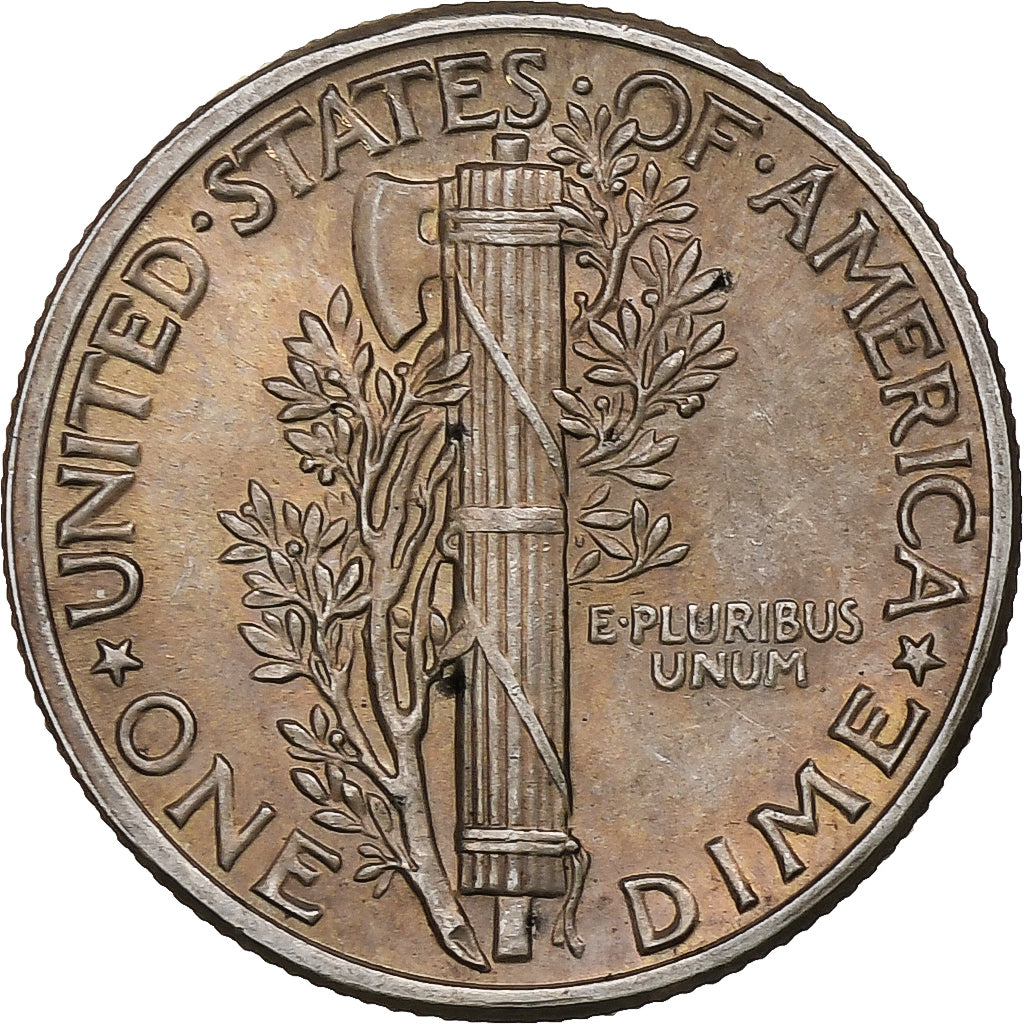 United States, Dime, Mercury, 1945, Philadelphia, Silver, AU(50-53), KM:140