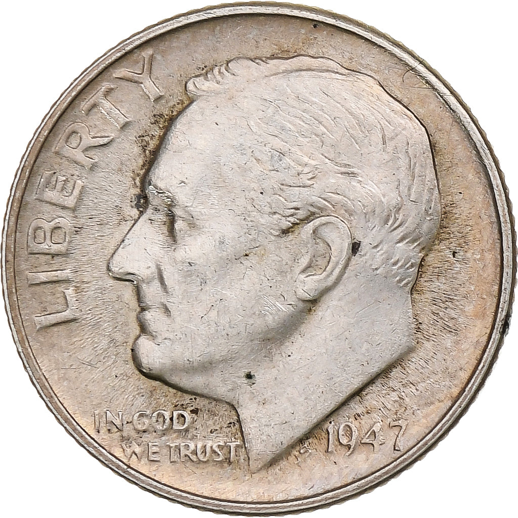 Vereinigte Staaten, Dime, Roosevelt, 1947, San Francisco, Silber, SS, KM:195