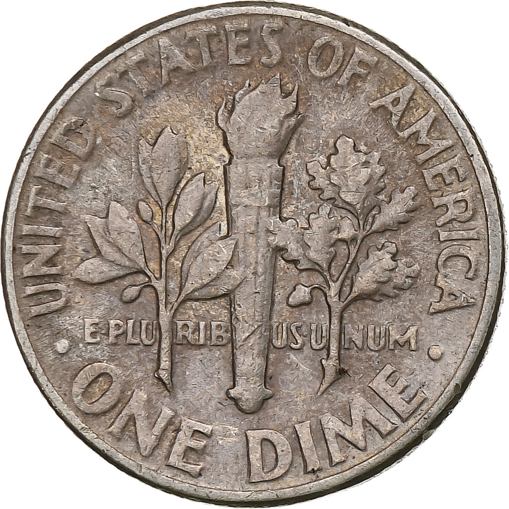 États-Unis, Dime, Roosevelt, 1957, Philadelphie, Argent, TTB, KM:195