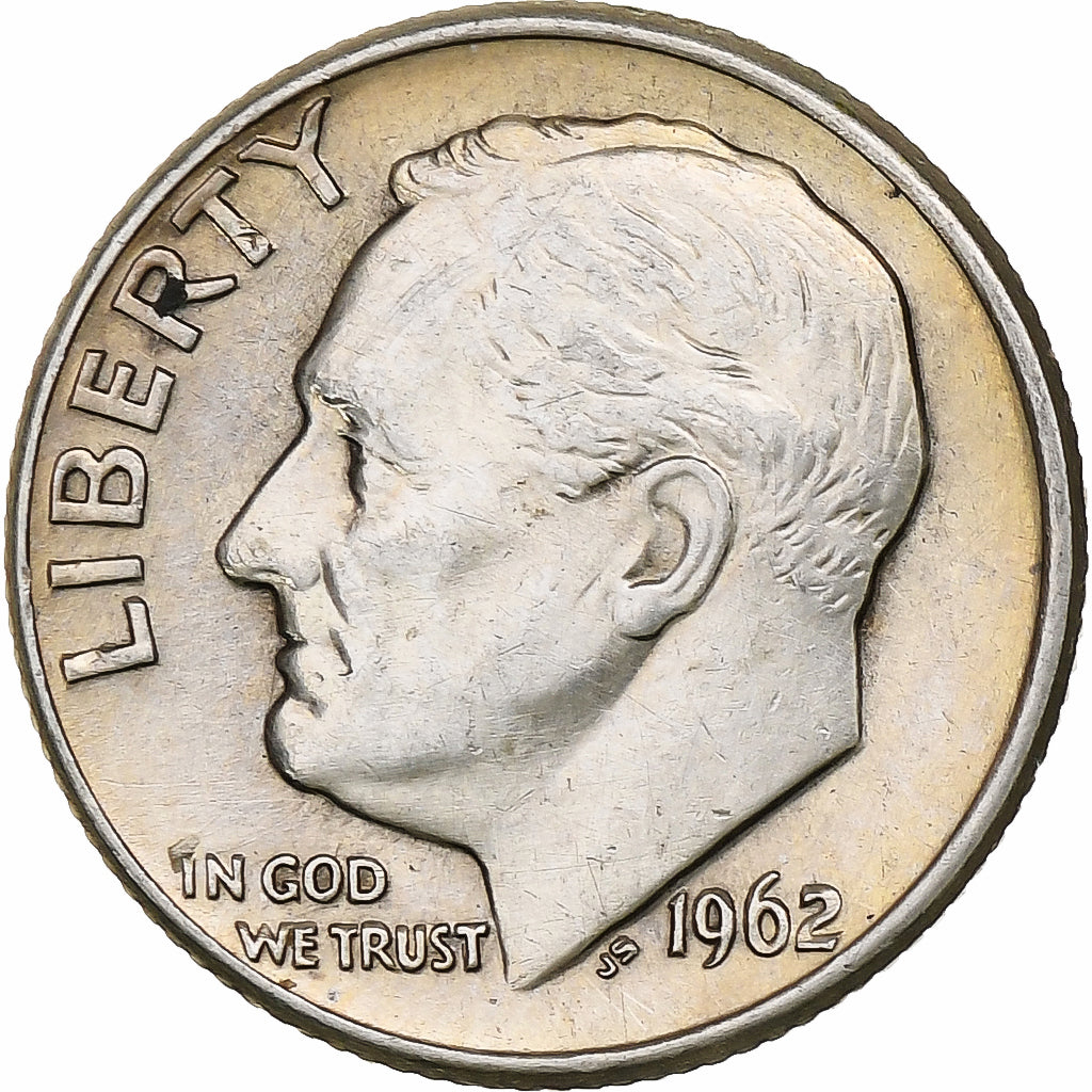 Vereinigte Staaten, Dime, Roosevelt, 1962, Denver, Silber, SS, KM:195