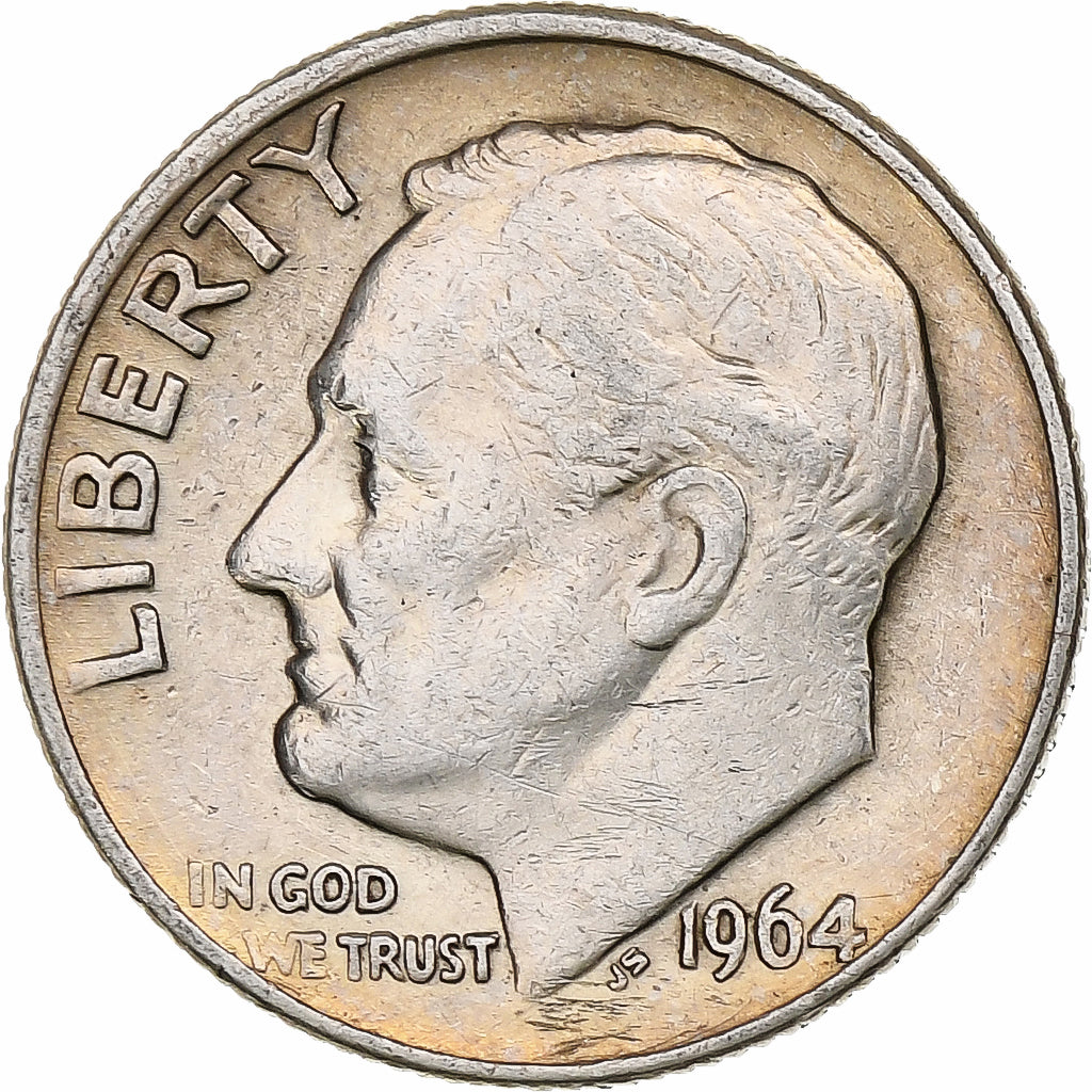 Vereinigte Staaten, Dime, Roosevelt, 1964, Denver, Silber, SS, KM:195