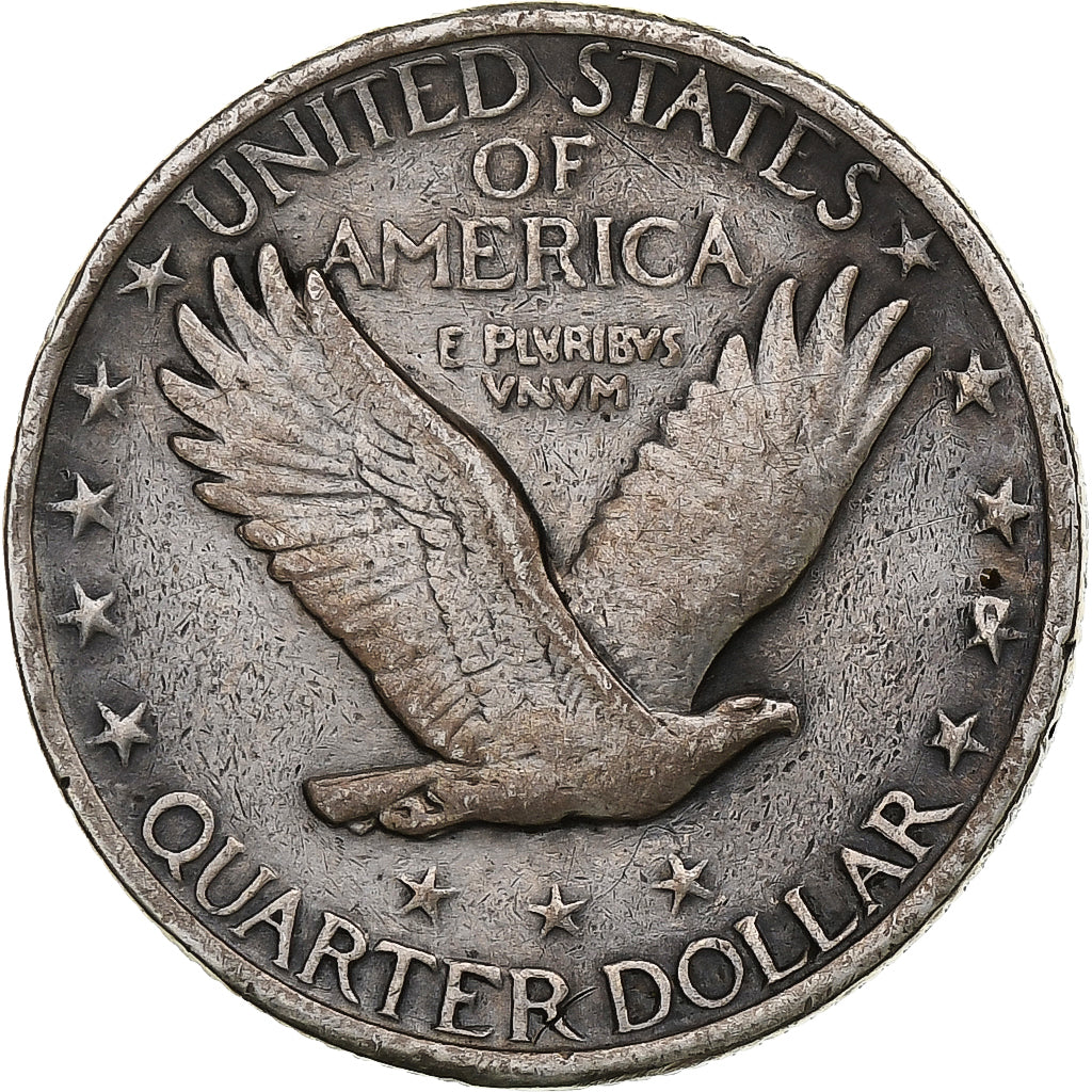 Stati Uniti, Quarter, Standing Liberty, 1918, San Francisco, Argento, MB+