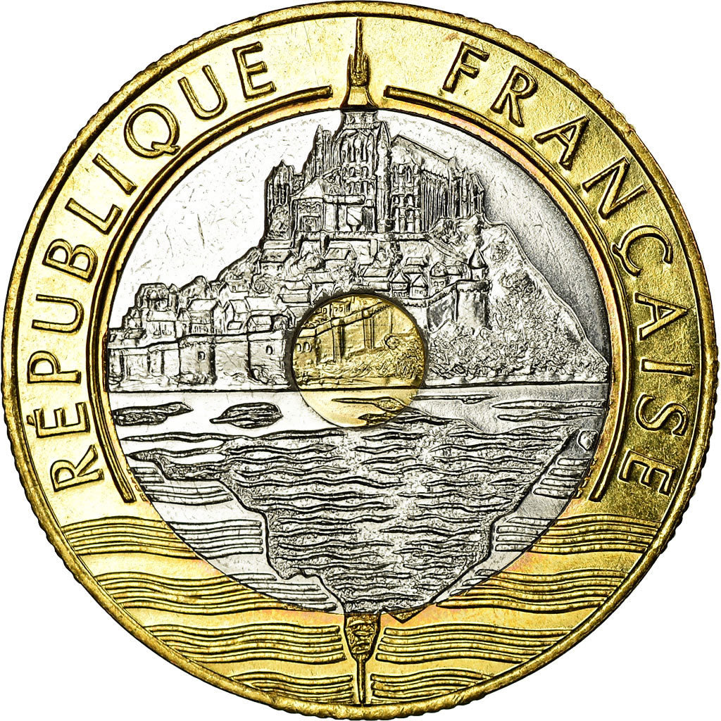 France, 20 Francs, Mont Saint-Michel, 1997, MDP, BU, Tri-Metallic, SUP