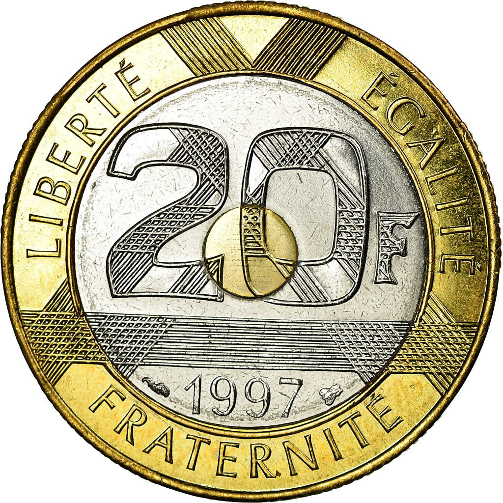 France, 20 Francs, Mont Saint-Michel, 1997, MDP, BU, Tri-Metallic, SUP