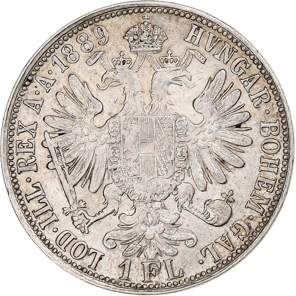 Austria, Franz Joseph I, Florin, 1889, Vienna, Countermarked, Silver, EF(40-45)